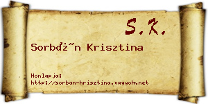 Sorbán Krisztina névjegykártya
